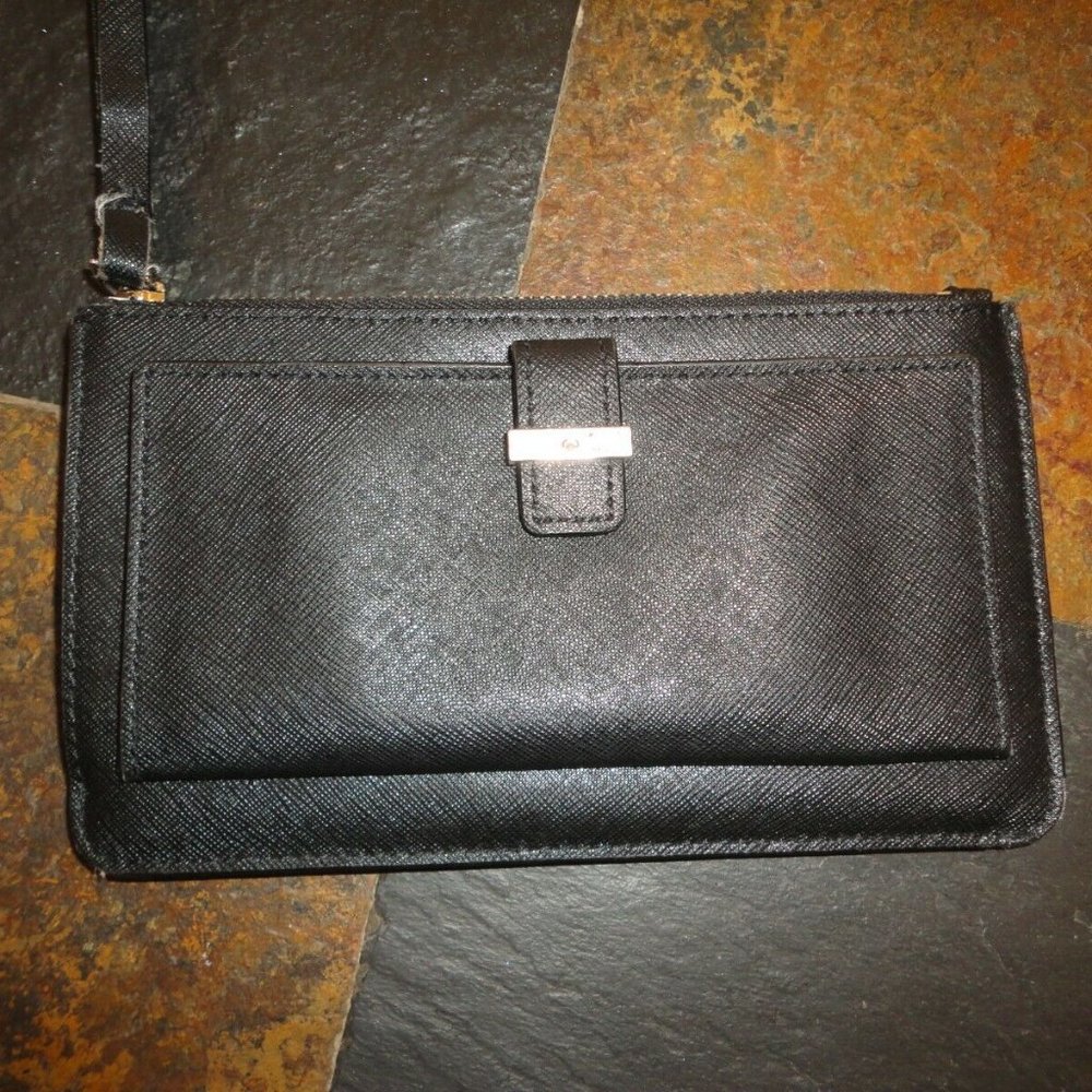 KATE SPADE "Karolina" Black Leather Wristlet Bifold Wallet - Picture 2 of 8
